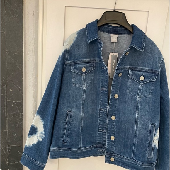 🆕CHICO’S 💙Tie Dye Comfy Denim Jacket - Picture 6 of 16